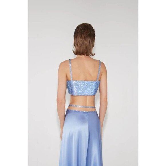 Nue Studio Charlotte Top iin Sky Blue Medium New Womens Cropped Crystal Tank - Picture 12 of 16